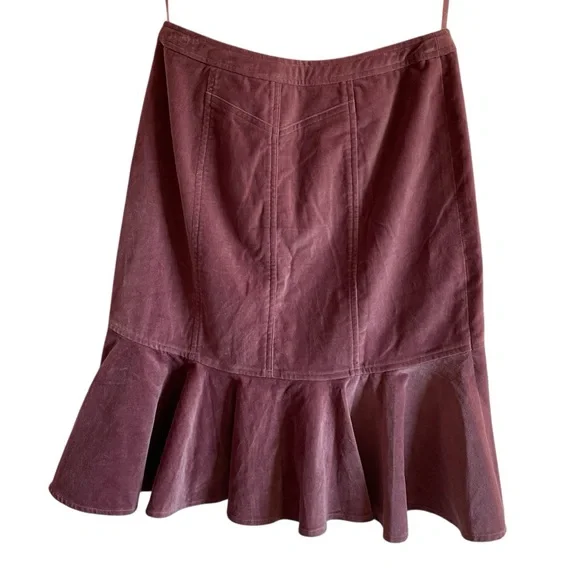 Garnet Hill Velveteen Equestrian Flared Ruffled Hem Skirt - Picture 2 of 9
